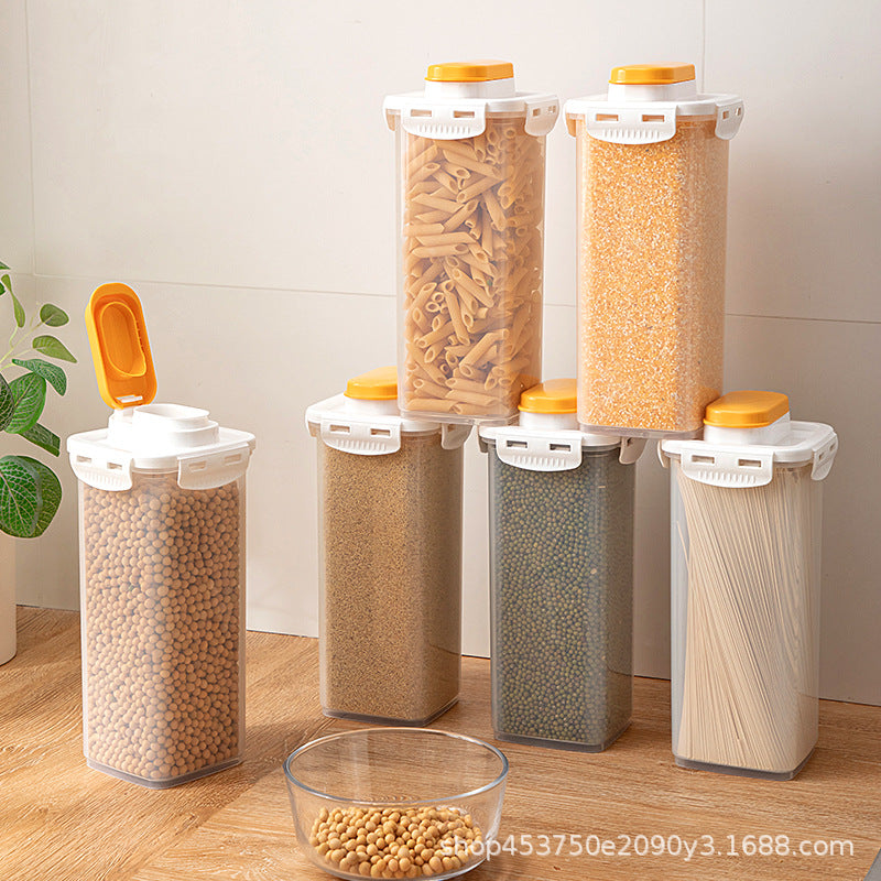 Sealed Transparent Square Grain Storage Jar for — clear