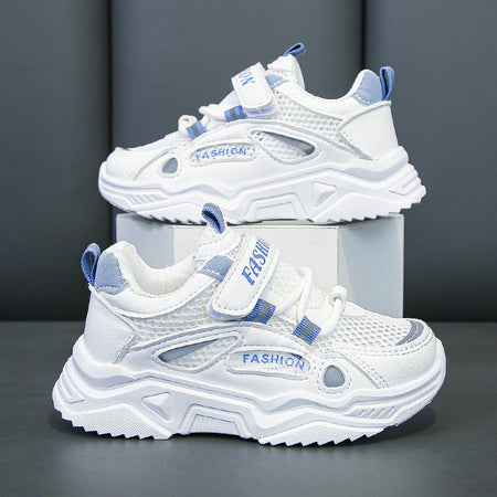 Blue kids athletic shoes with lightweight and breathable design for active wear
