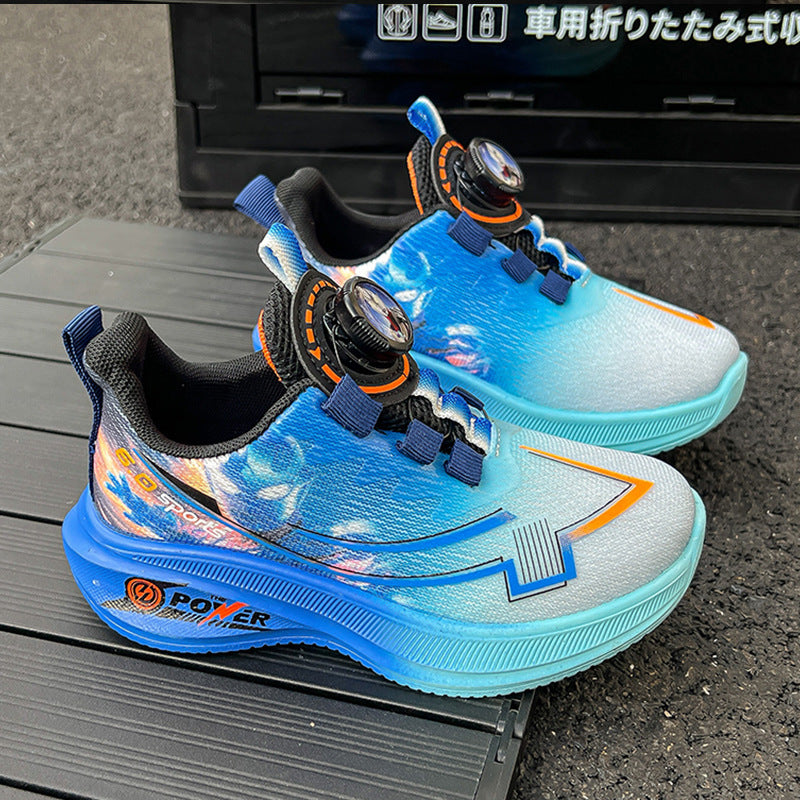 Blue kids athletic shoes with lightweight and breathable design for active wear