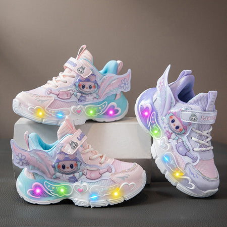 Pink kids athletic shoes with lightweight and breathable design for active wear