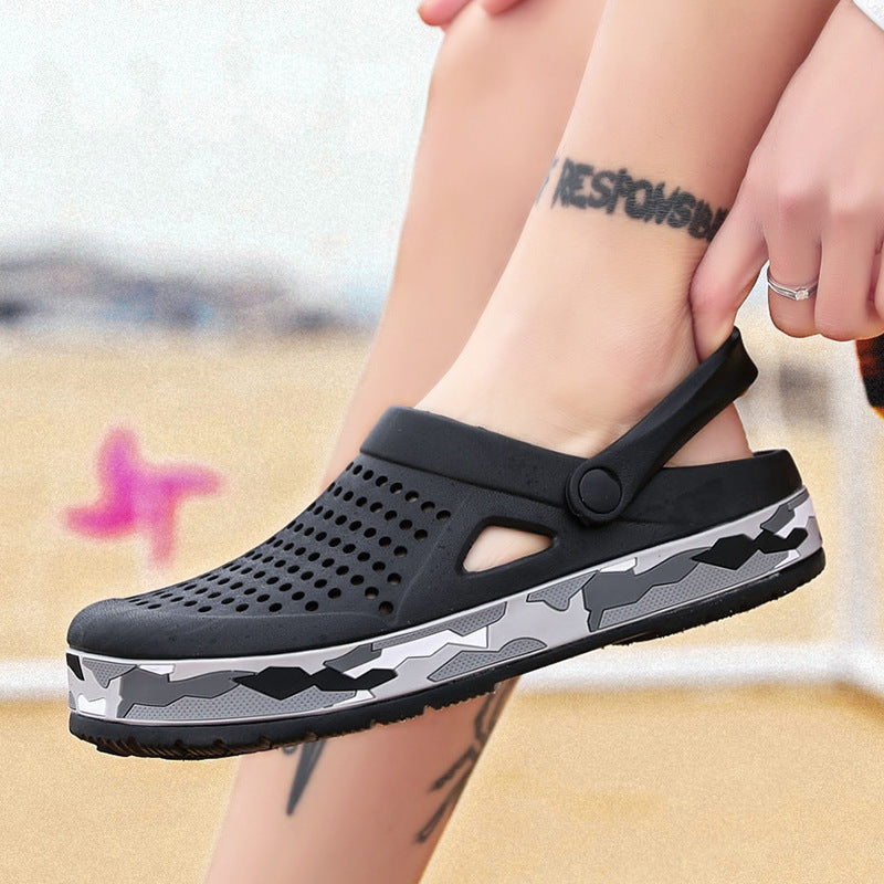 Men’s Camouflage Hole Sandals Summer Beach Casual Cross-Border