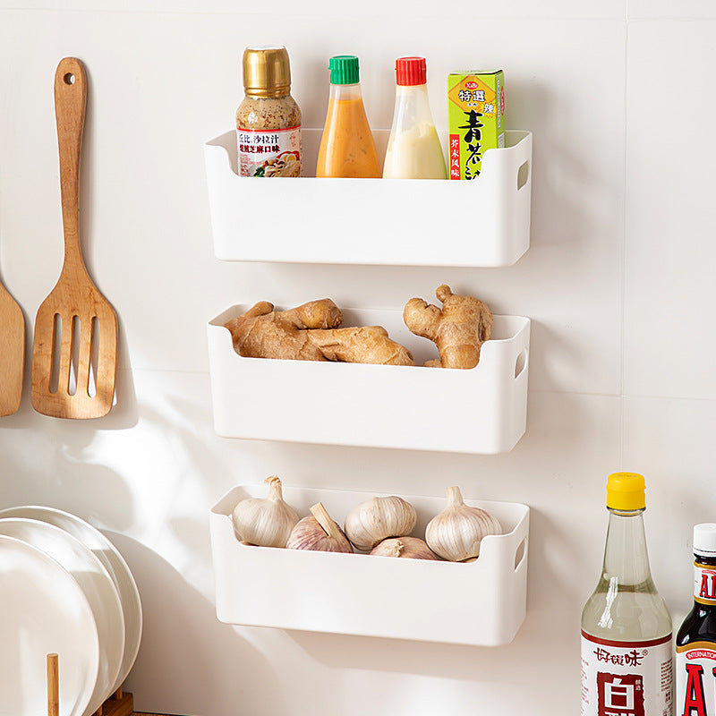 Wall Mounted Scallion Ginger Garlic Storage Box — wall-mounted white