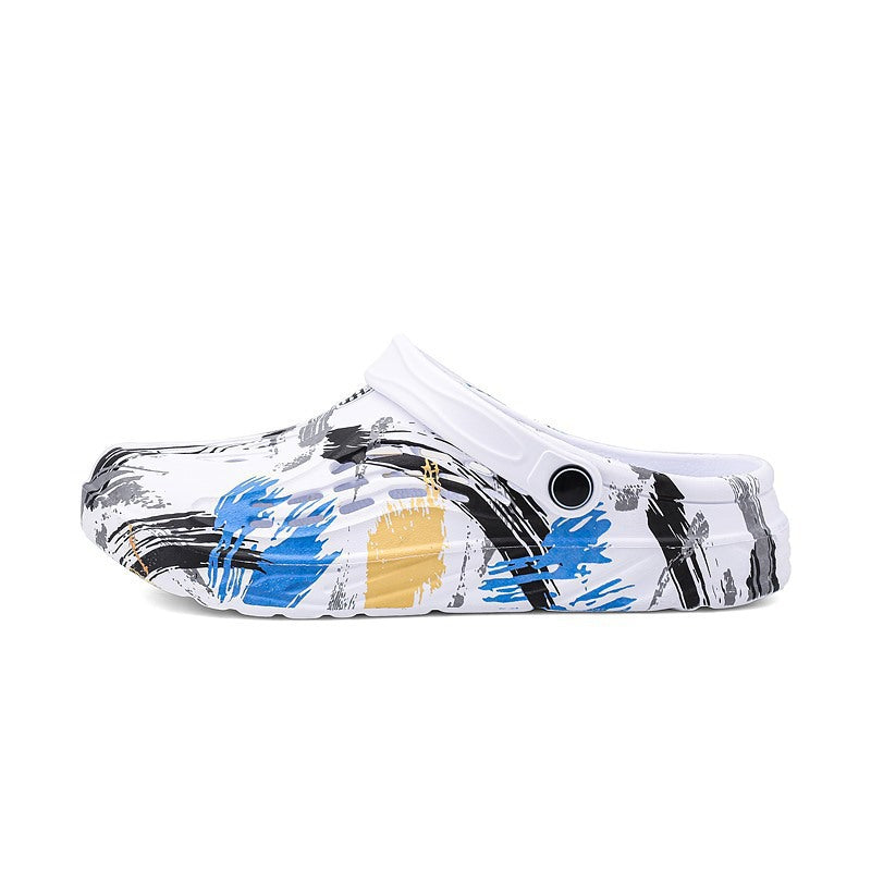Men’s Hole Sandals Breathable Casual Summer Toe Slippers Korean Style