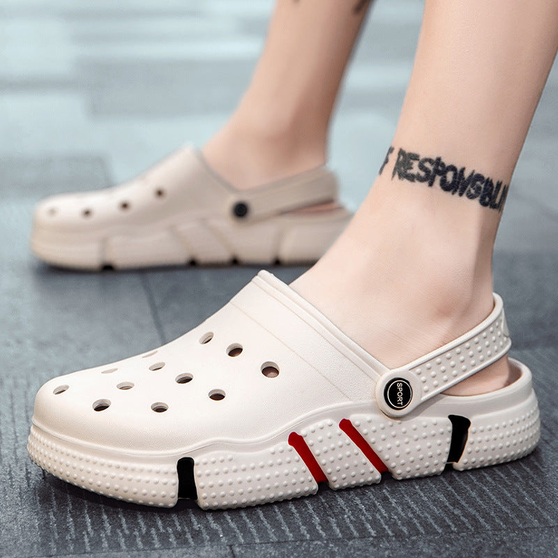 Couple Hole Shoes Baotou Sandals Breathable Casual Summer Flat