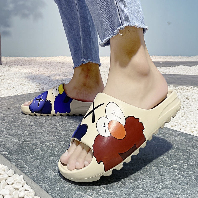 Men’s Graffiti Thick Sole Summer Slippers Korean Style Indoor