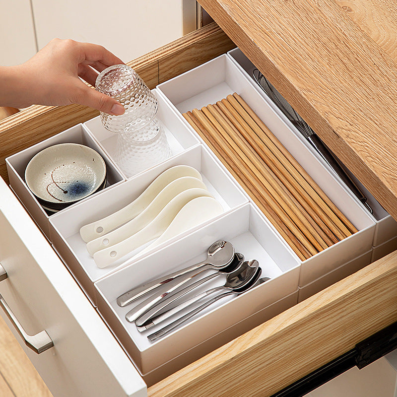 Stackable Drawer Seasoning Storage Box with Compartment — white