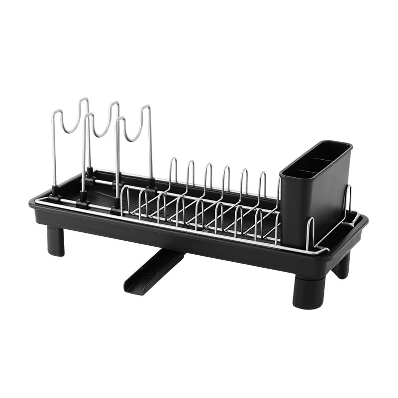 Single Layer Kitchen Dish Rack with Drain Tray Organizer