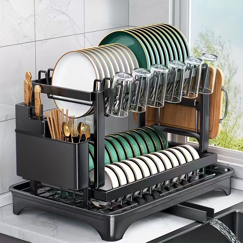 Kitchen Dish Rack with Cup Holder Countertop — draining bowl rack--standard