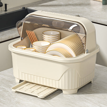 Kitchen Bowl & Tableware Storage Rack with — cream