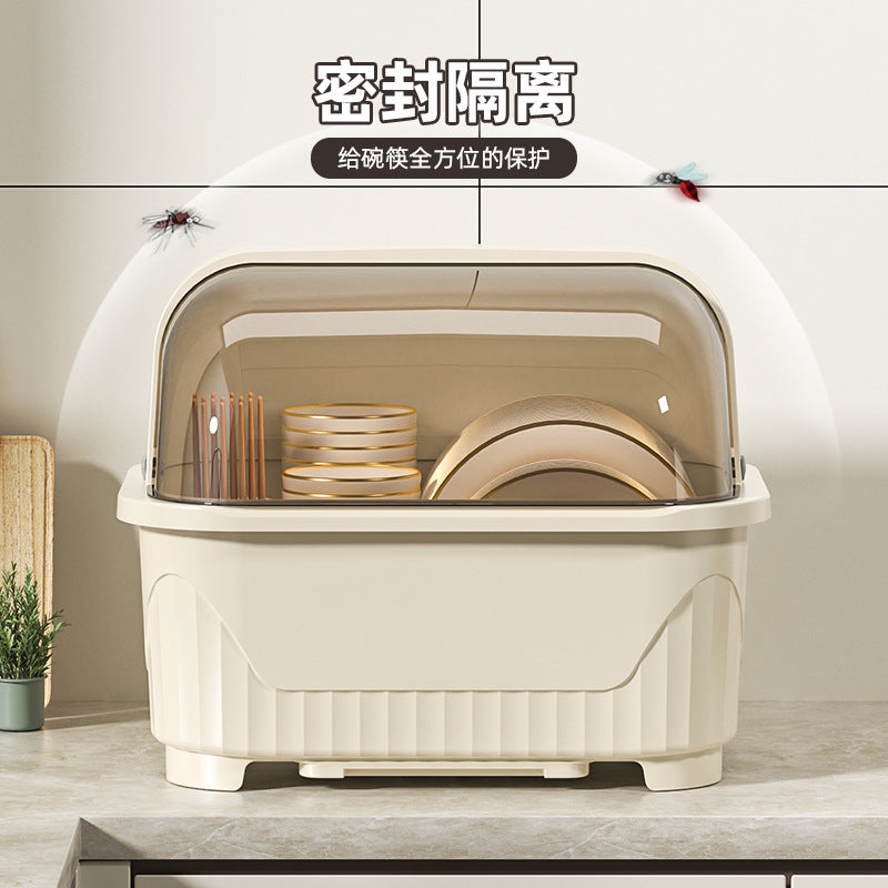 Kitchen Bowl & Tableware Storage Rack with Lid Drying Box