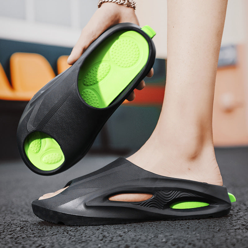 Men’s Open Toe Hollow Sandals Breathable Beach Travel Slippers