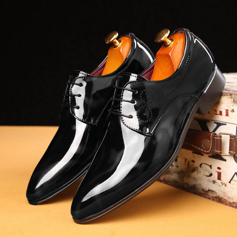 Men’s Pointed Toe Leather Lace-Up Shoes – Business Formal