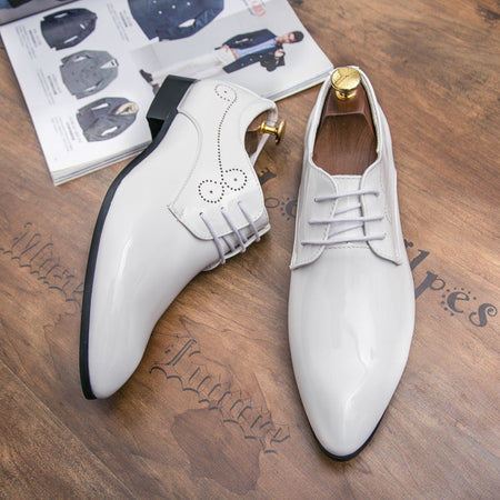 White men's formal shoes - leather dress shoes for office and business occasions