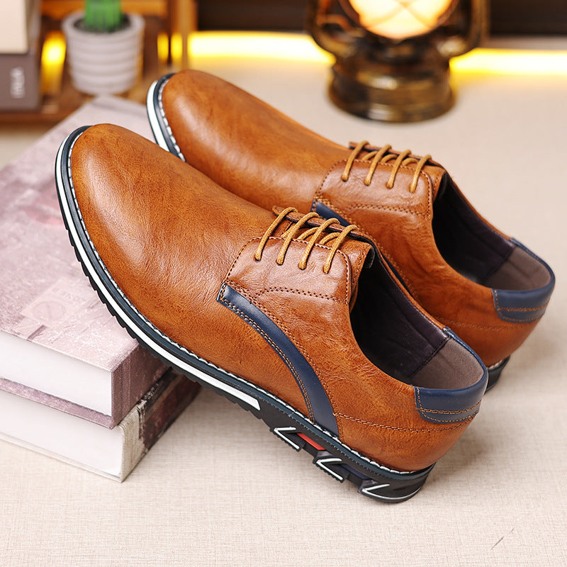 Men’s Lightweight Leather Lace-Up Shoes – All-Season Casual