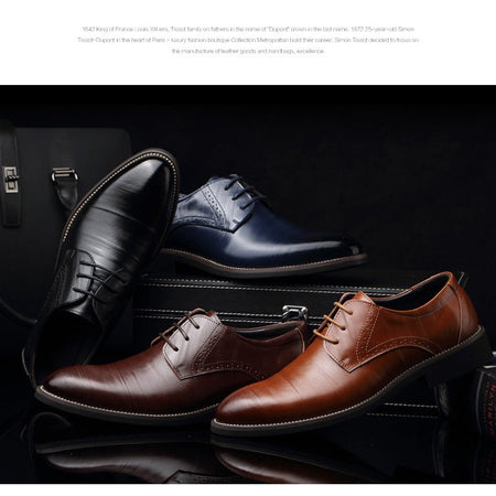 Blue men's formal shoes - leather dress shoes for office and business occasions