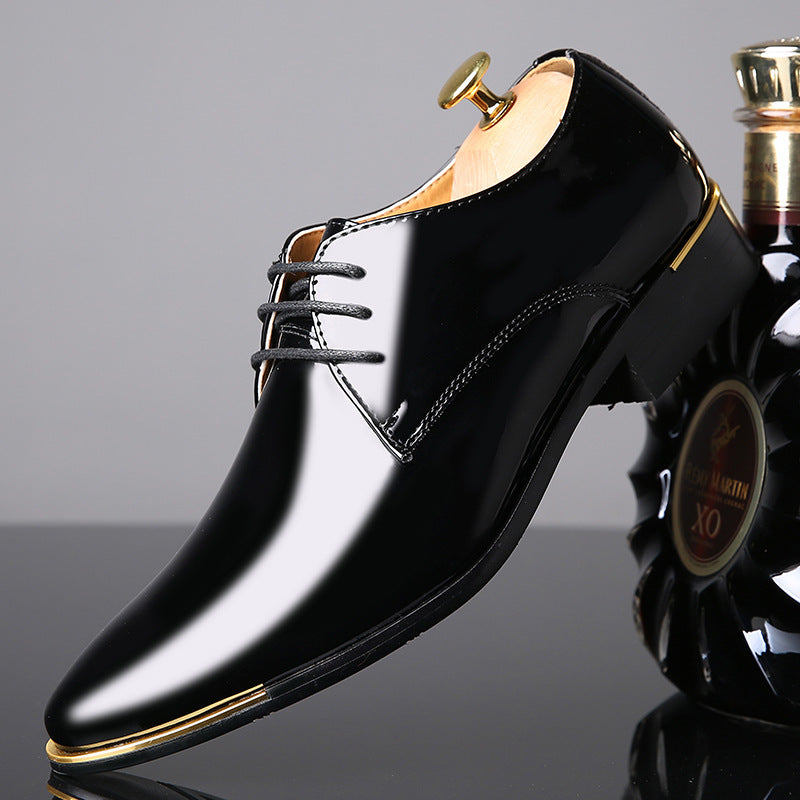 Men’s Bright Leather Lace-Up Shoes – Business Formal Style