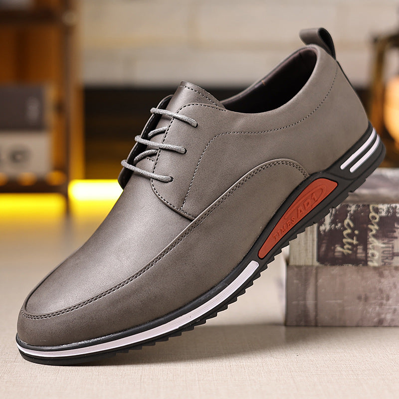 Men’s Soft-Soled Lace-Up Leather Shoes – Casual Racing Style