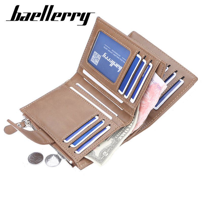 Men’s Baellerry Short Wallet – Multi-Card Zipper Business Holder
