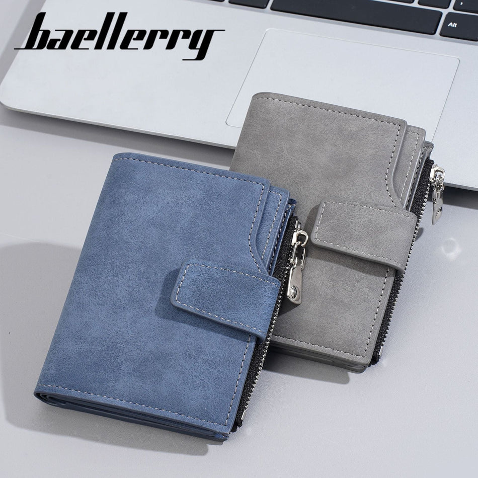 Black men's wallet - slim leather wallet with multiple card slots and bill compartment