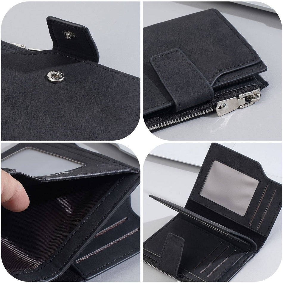 Men’s Baellerry Short Wallet – Vertical Zipper Multi-Card Holder