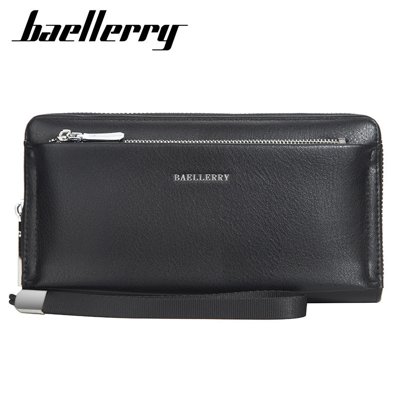 Men’s BAELLERRY Long Wallet Clutch – Large Capacity Zipper Design