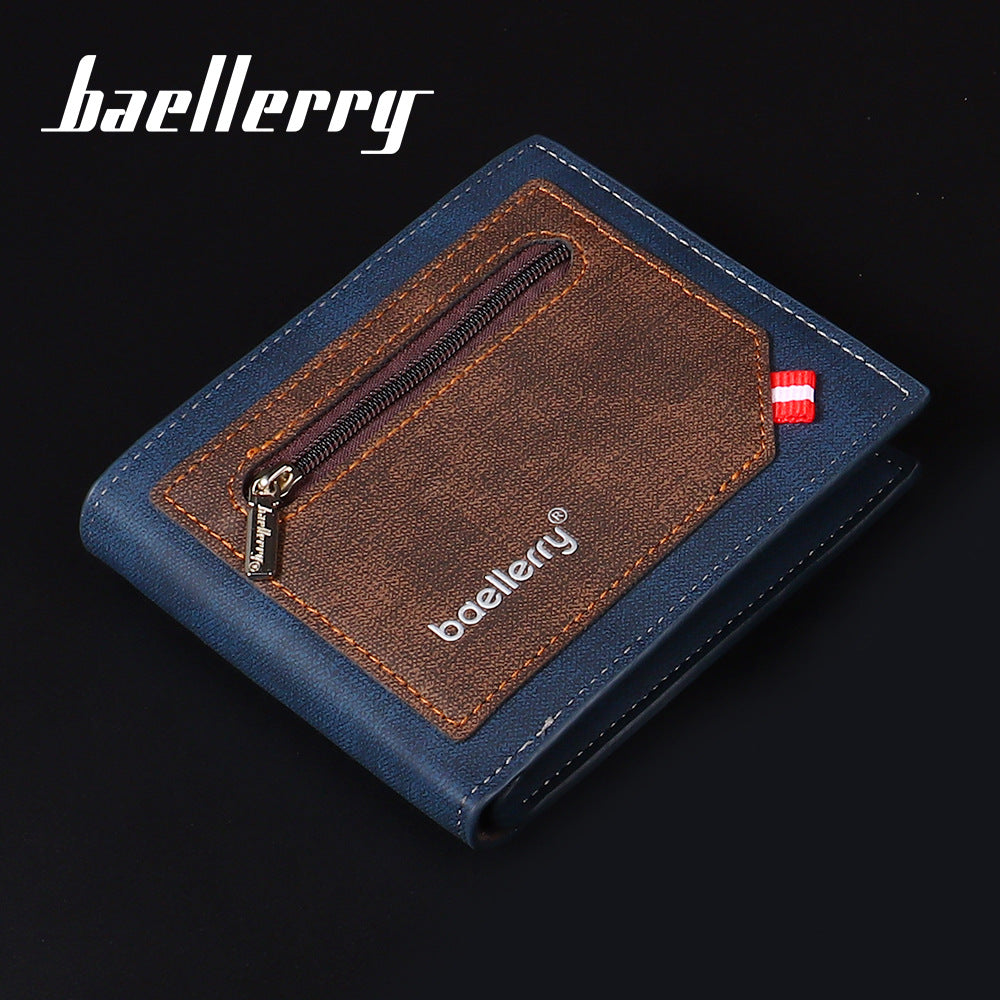 Black men's wallet - slim leather wallet with multiple card slots and bill compartment