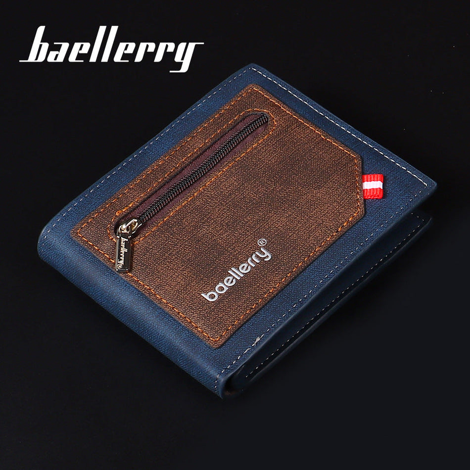 Black men's wallet - slim leather wallet with multiple card slots and bill compartment