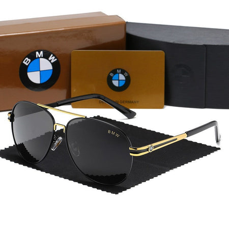 Black Gold Frame Black Gray Chip sunglasses - UV-protective eyewear with lightweight frame for men