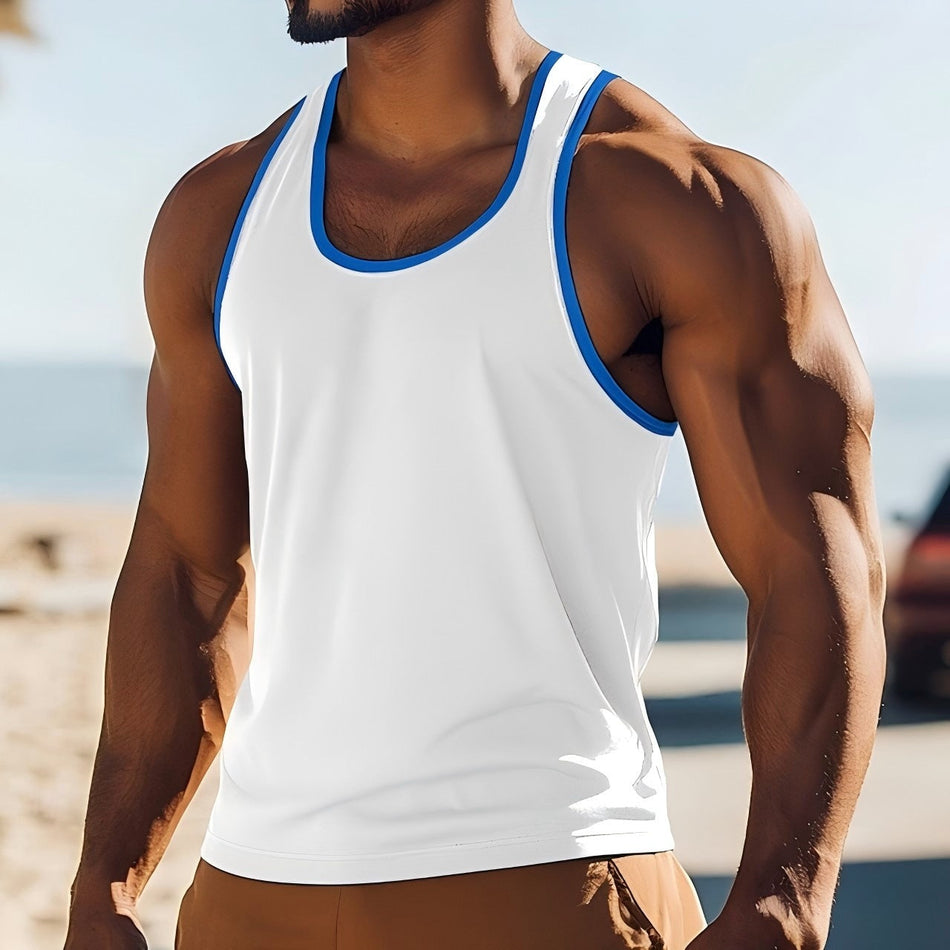 White men's vest - lightweight sleeveless outdoor jacket with functional pockets