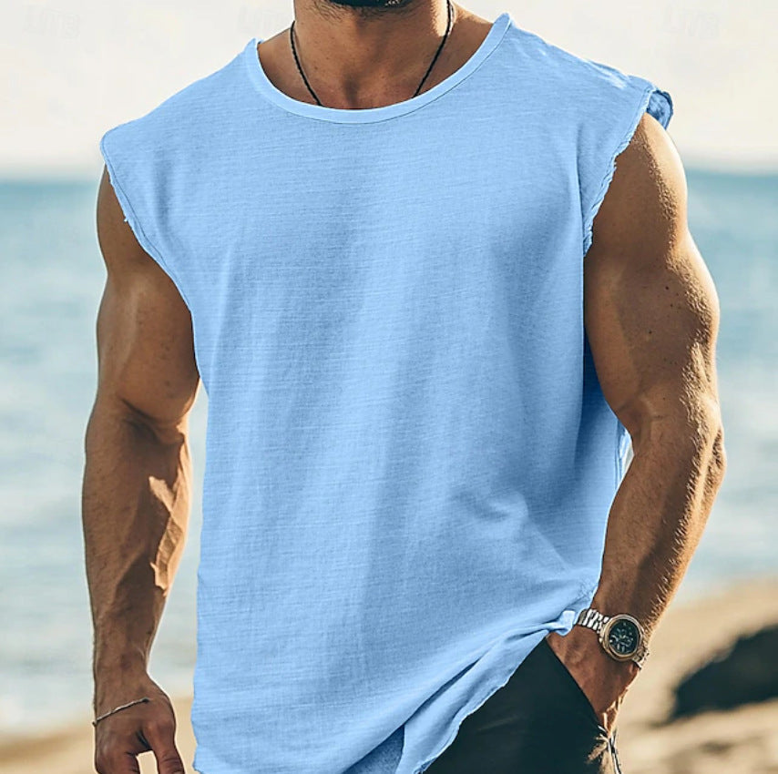 White men's vest - lightweight sleeveless outdoor jacket with functional pockets