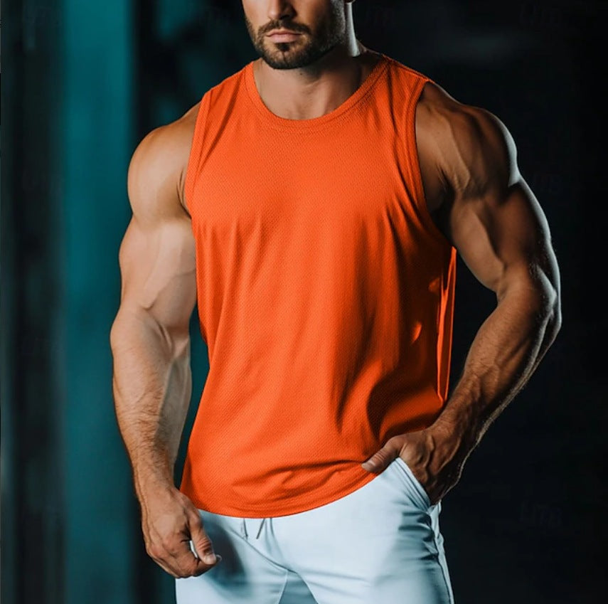 Men’s Knitted Mesh Sports Vest Loose Fit Summer Gym Tank Top