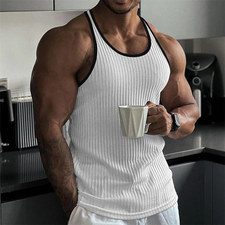 White men's vest - lightweight sleeveless outdoor jacket with functional pockets