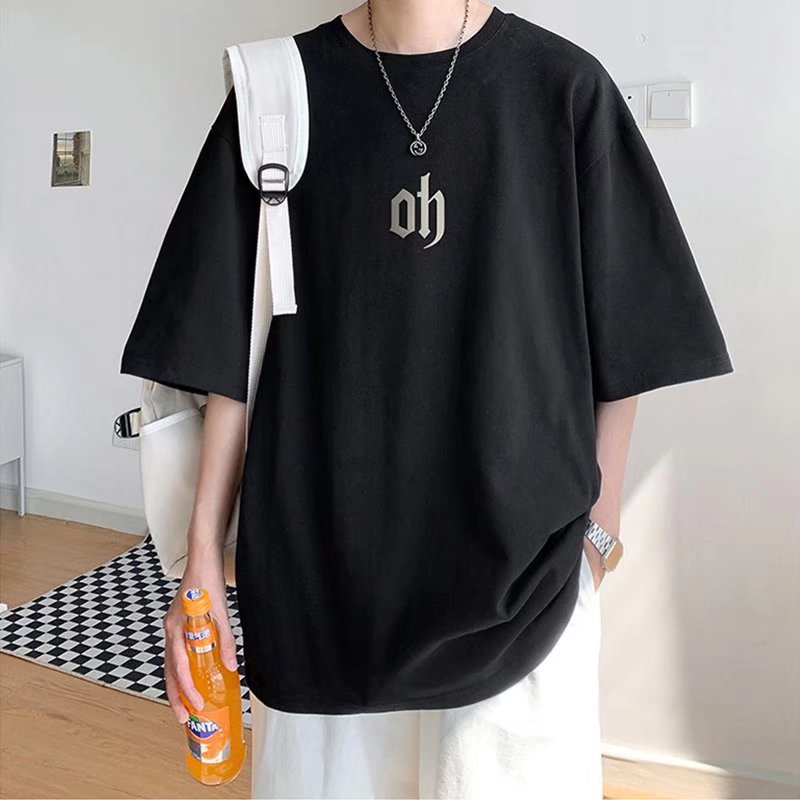 Men’s Hong Kong Style Oversized Short Sleeve T-Shirt Summer