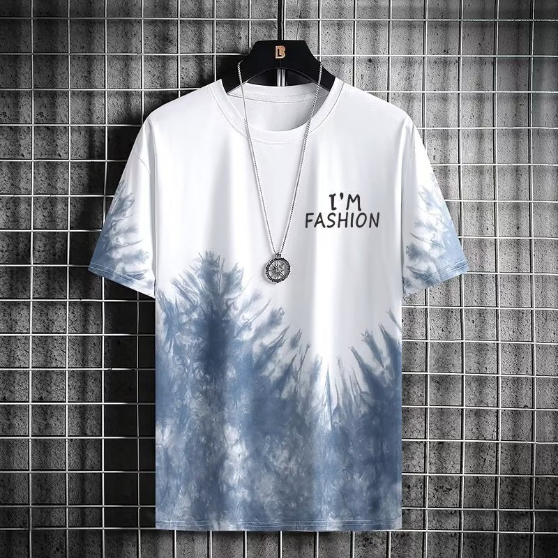 Men’s Gradient Ice Silk T-Shirt Quick-Dry Loose Summer Tee
