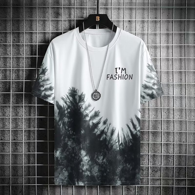 Men’s Gradient Ice Silk T-Shirt Quick-Dry Loose Summer Tee