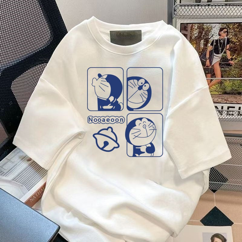 Men’s Hong Kong Style Printed T-Shirt Round Neck Casual Summer