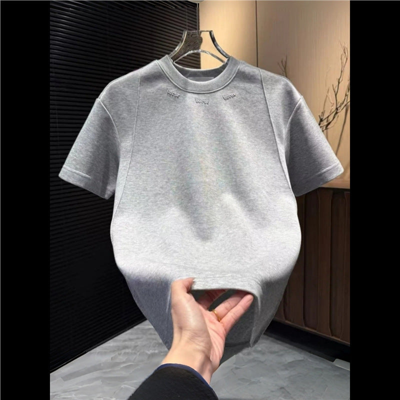Men’s Embroidered Patchwork T-Shirt Korean Style Casual Summer Tee