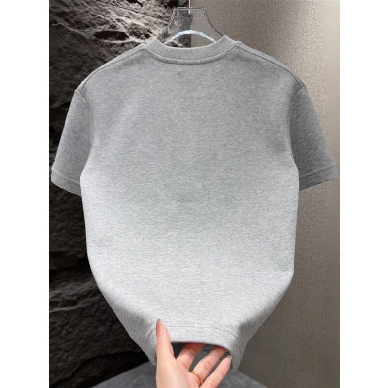 Men’s Embroidered Patchwork T-Shirt Korean Style Casual Summer
