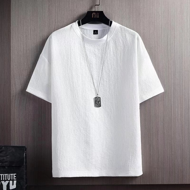 Men’s Ice Silk T-Shirt Loose Fit Summer Plain Base Half Sleeve Tee