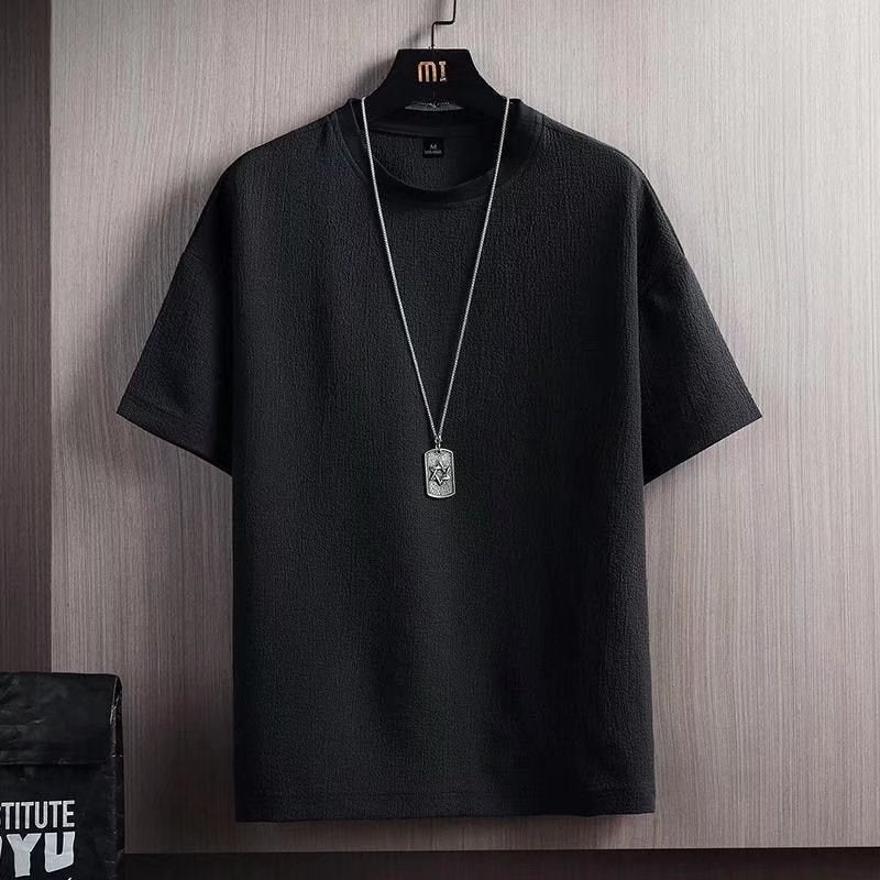 Men’s Ice Silk T-Shirt Loose Fit Summer Plain Base Half Sleeve