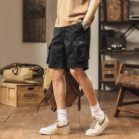 Men’s Retro Cargo Shorts Cotton Straight Fit Summer Casual Pants