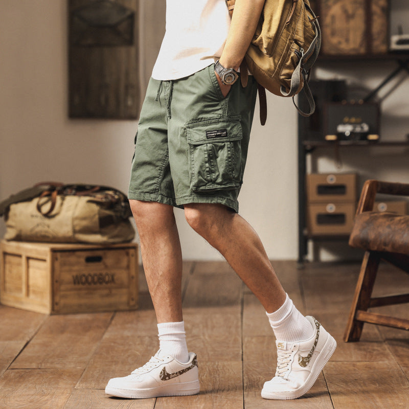 Men’s Retro Cargo Shorts Cotton Straight Fit Summer Casual Pants