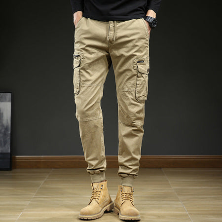 Men’s Japanese Style Cargo Pants Loose Fit Summer Casual Trousers