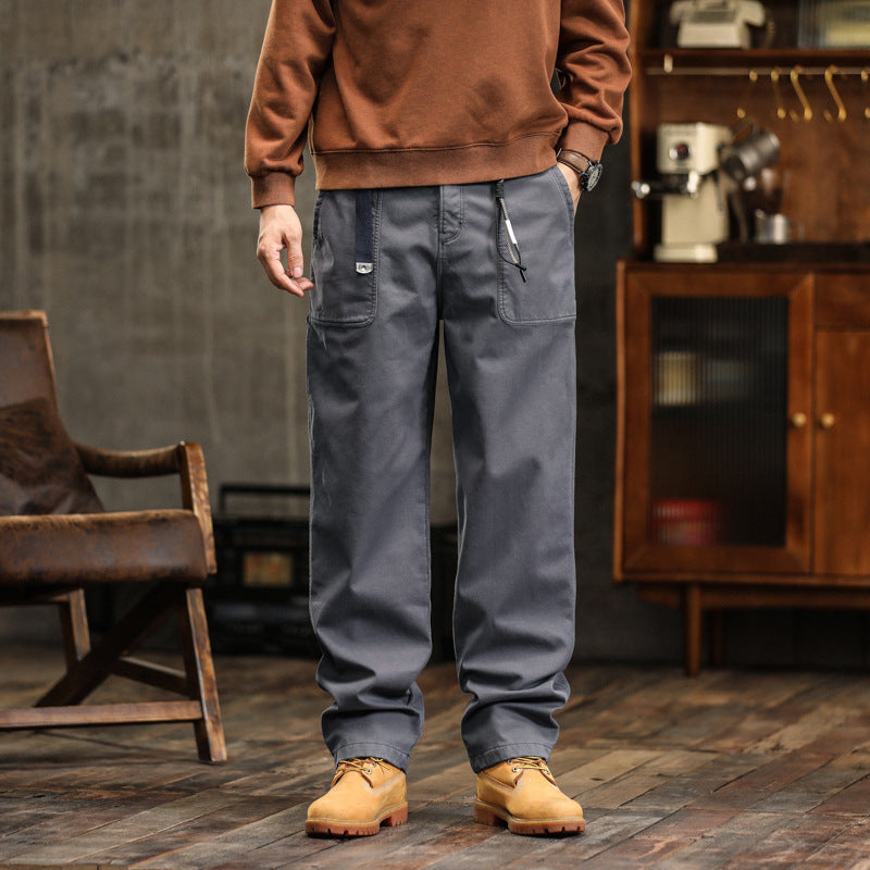 Men’s Retro Cargo Pants Straight Fit Multi-Pocket Casual Trousers