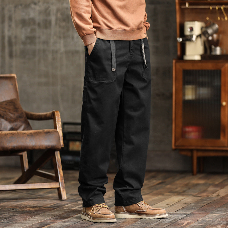 Men’s Retro Cargo Pants Straight Fit Multi-Pocket Casual Trousers