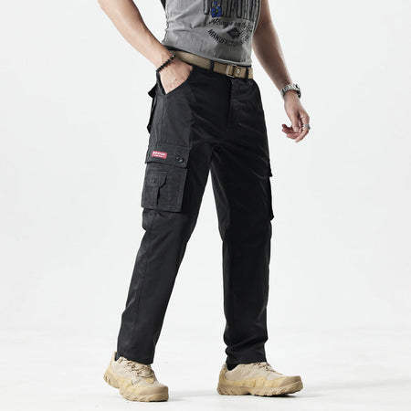 Men’s Cargo Pants Straight Fit Multi-Pocket Casual Outdoor Trousers