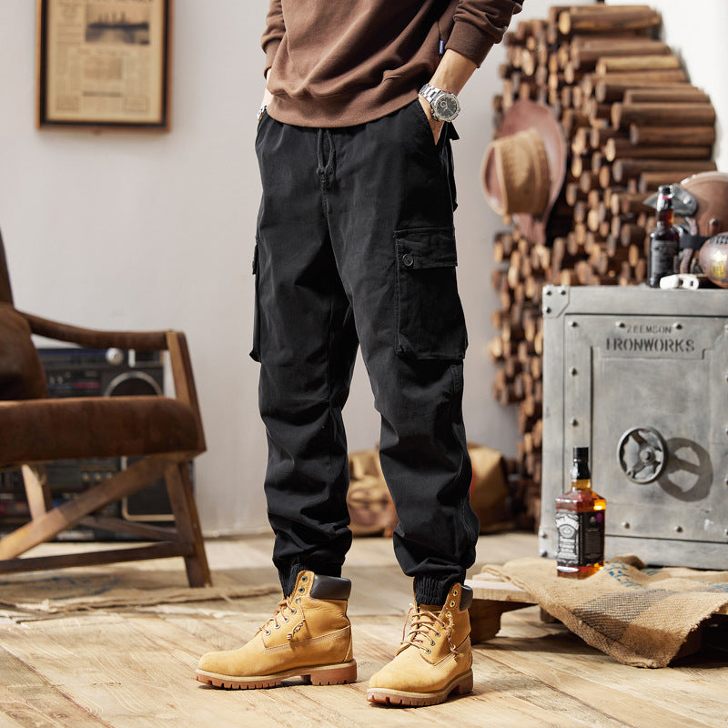Men’s Solid Color Workwear Pants – Loose Straight-Leg Casual