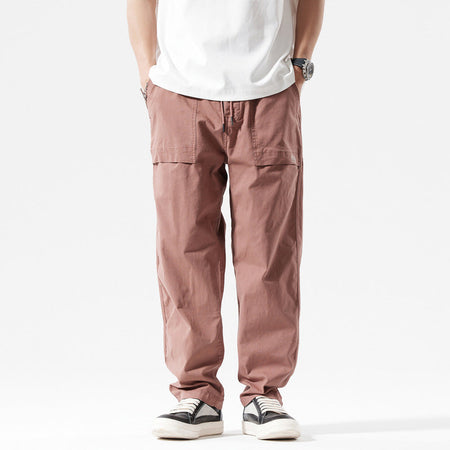 Men’s Straight Leg Workwear Pants – Loose Cotton Casual Trousers