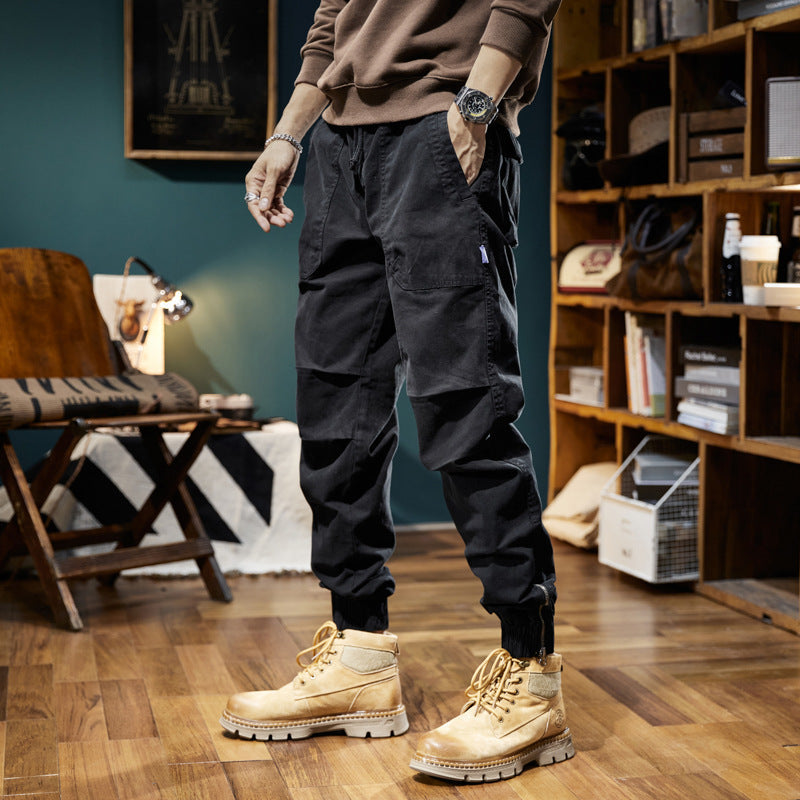 Men’s Japanese Workwear Pants – Loose Cotton Blend Casual Trousers
