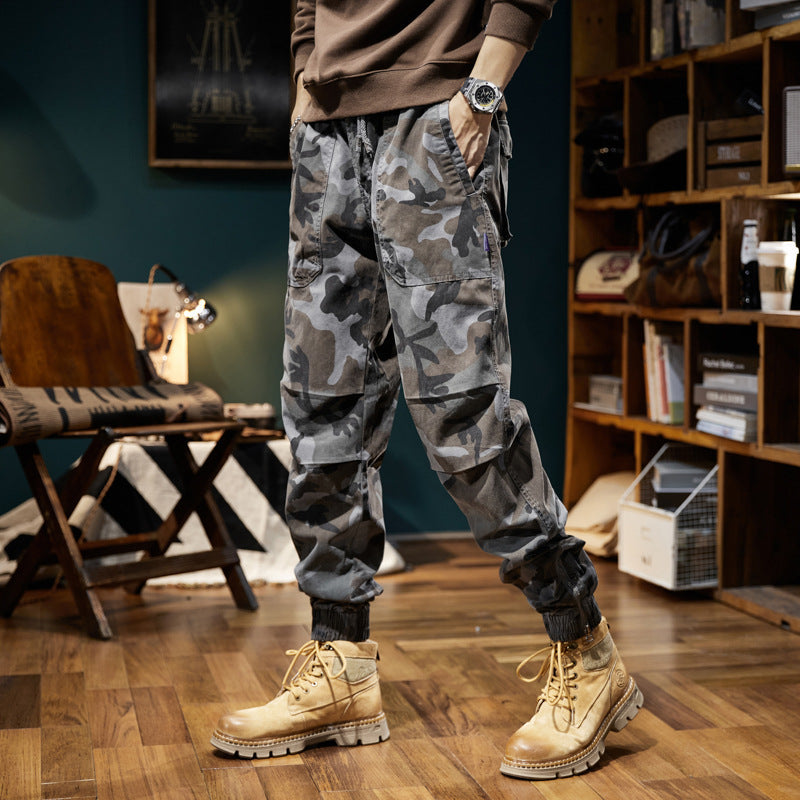 Men’s Camouflage Cargo Pants Wide-Leg Japanese Style